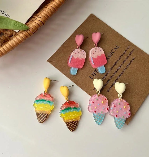 Lovely Fun Popsicle Ice-Cream Earrings Summer Personality Earrings