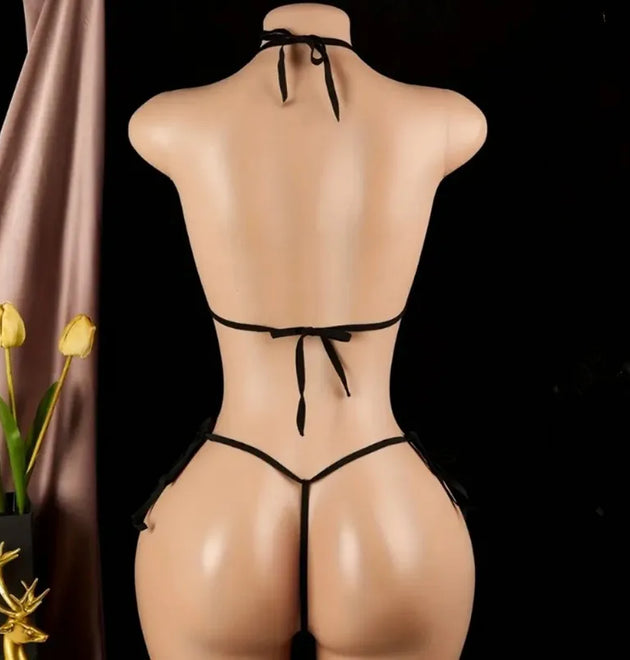 Hot Sexy Underwear Women Bodysuit Lingerie Lace Floral See Through Open Crotch Bodysuit Tie Open Bra Erotic Lingerie Set