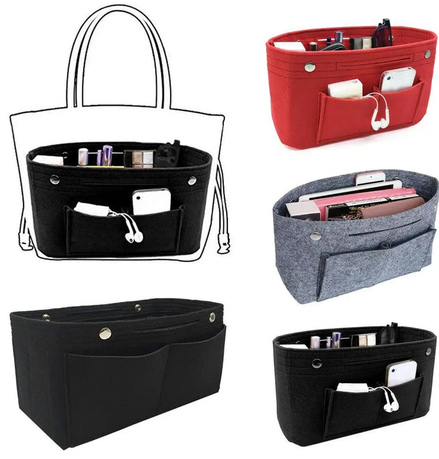 Women's Organizer Handbag Felt Travel Bag Insert Liner Purse Organiser Pouch