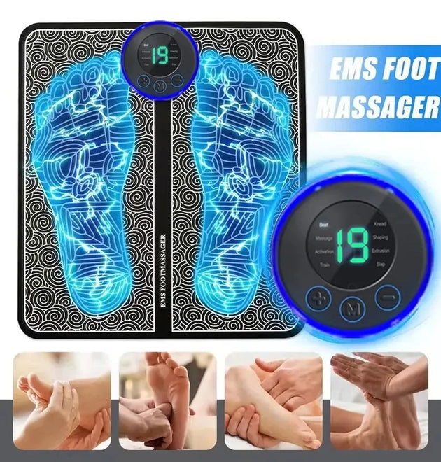 EMS Pulse Foot Massger Sole Massage Pad Current Stimulation 8 Modes 19 Level Electric