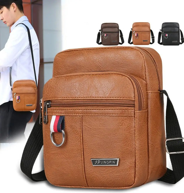 Leather Men's Sling Bag Messenger Shoulder Crossbody Bags Large Capacity Handbags Multifunctional