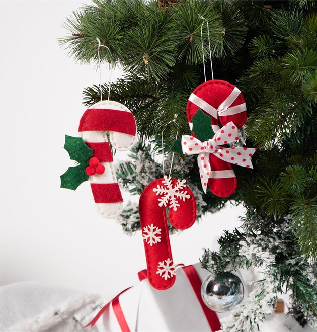 Christmas Decoration Products Crutch Shape Non-woven Felt Pendant