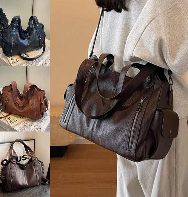 Retro Large Capacity Shoulder  And Winter Zipper Crossbody Handbags